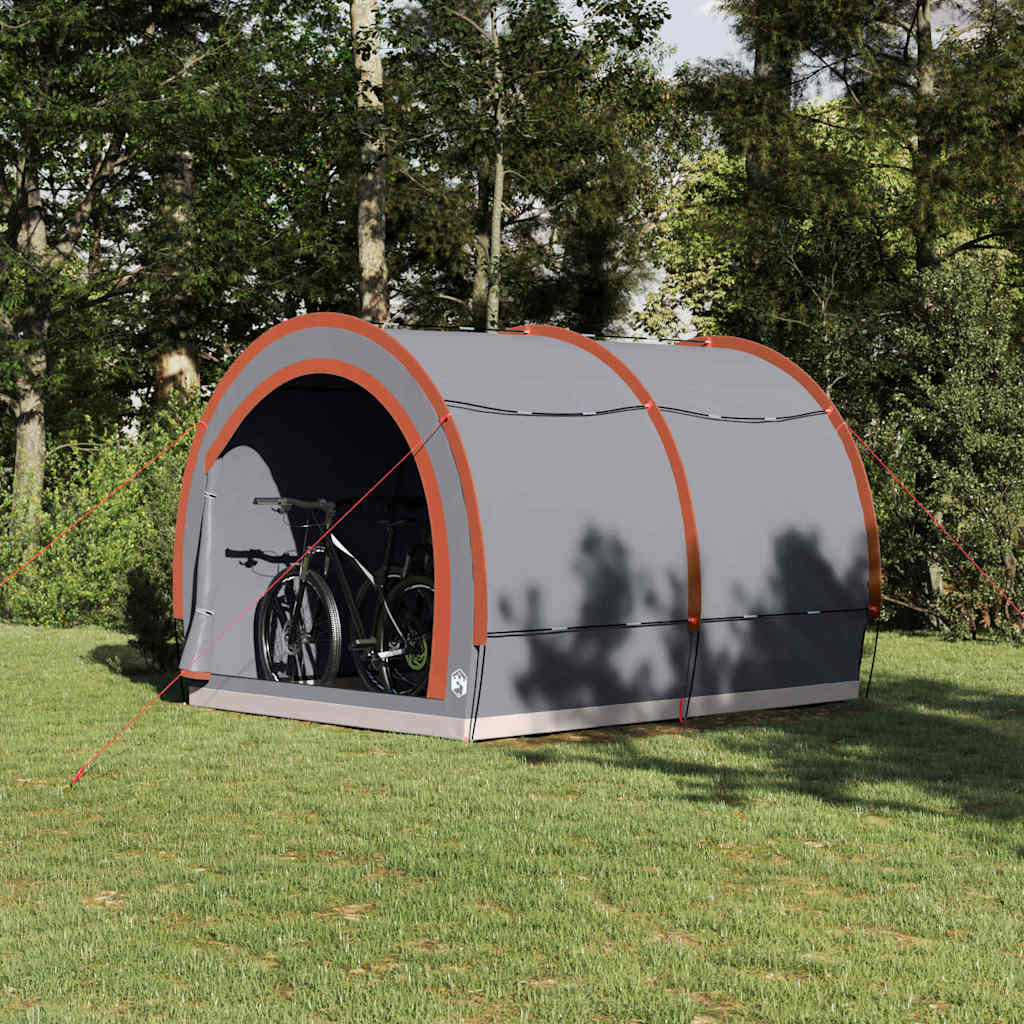 Fahrradgarage mit Dach Grau/Orange 256 × 222 × 182 cm – Ansicht 1
