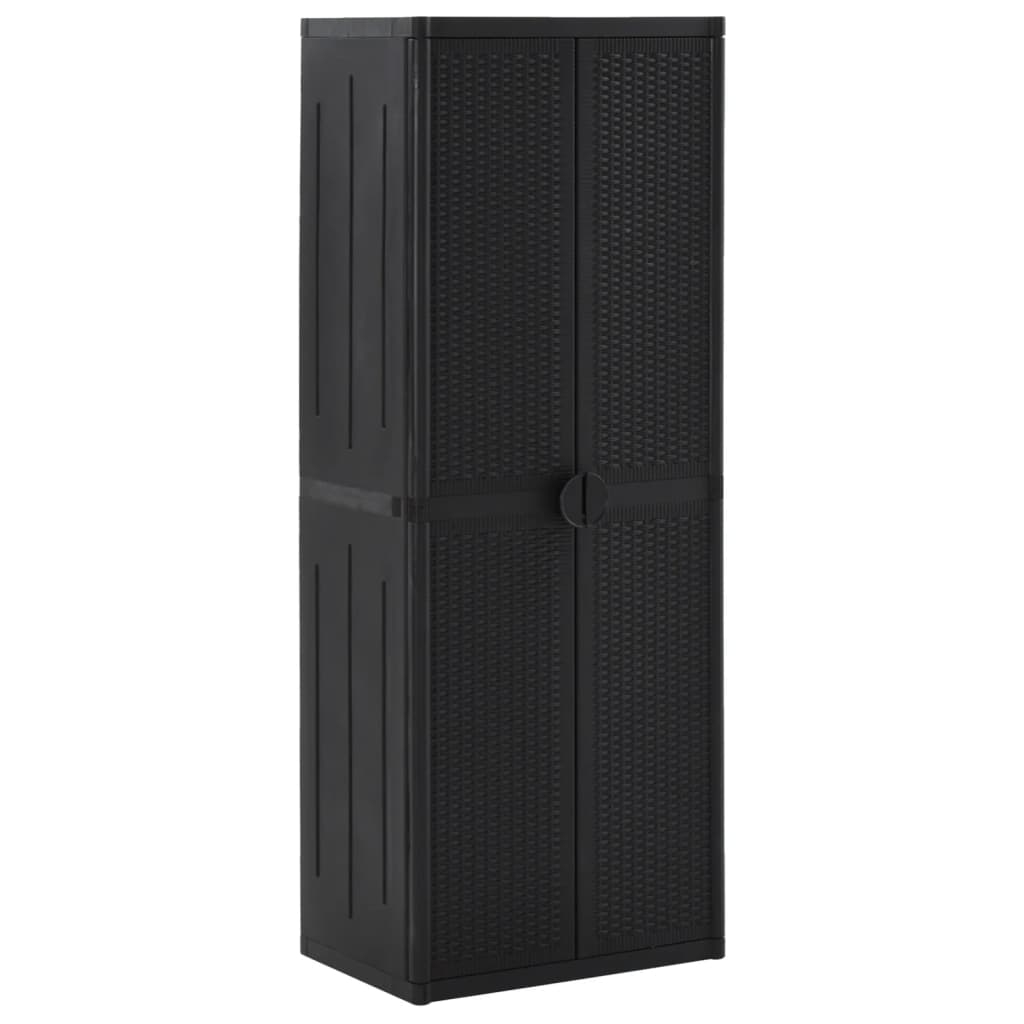 Gartenschrank 65 × 45 × 172 cm aus PP-Rattan – Schwarz