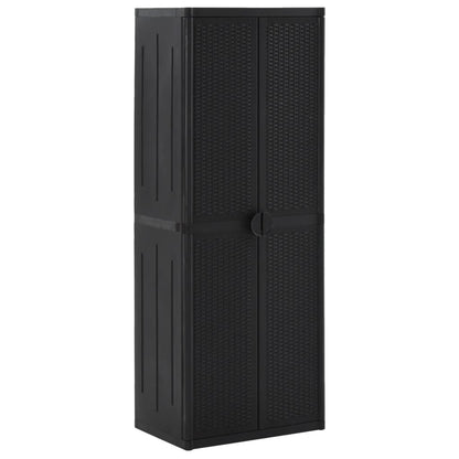 Gartenschrank 65 × 45 × 172 cm aus PP-Rattan – Schwarz